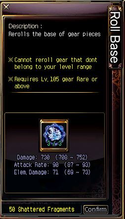 Base Stat Reroll window