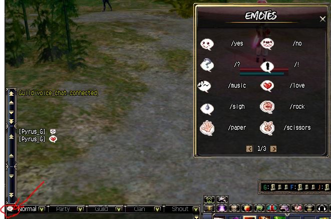 Emotes panel opened from the chat emoji icon